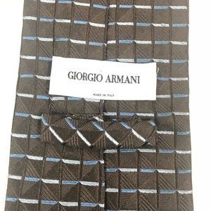 Mens Giorgio Armani Necktie Tie 100% Silk Brown